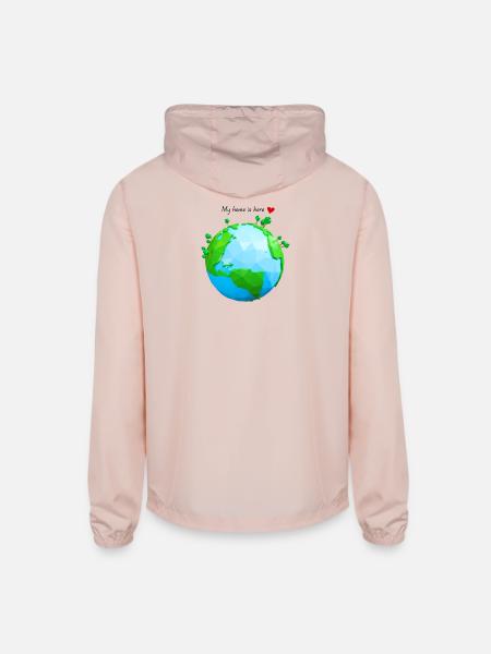 My_home_is_here - Unisex Lightweight Windbreaker Jacket - blush pink  - Back