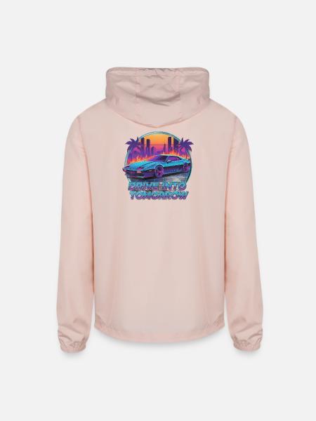 Drive Into Tomorrow Neon Car - Unisex Lightweight Windbreaker Jacket - blush pink