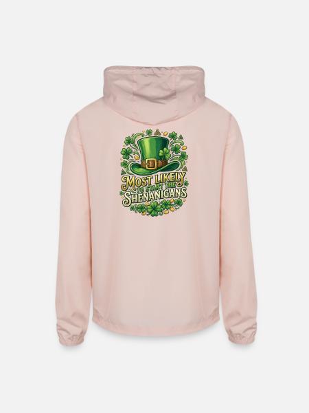 Leprechaun Hat Shenanigans - Unisex Lightweight Windbreaker Jacket - blush pink