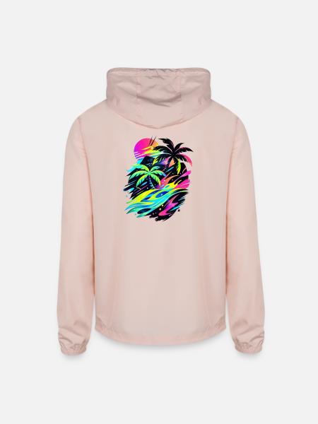 Neon Tropic Sunset Splash - Unisex Lightweight Windbreaker Jacket - blush pink