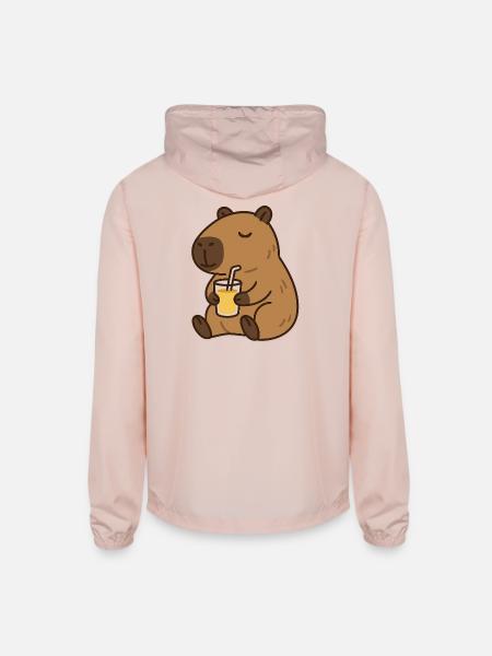Bear Sips Sunshine - Unisex Lightweight Windbreaker Jacket - blush pink
