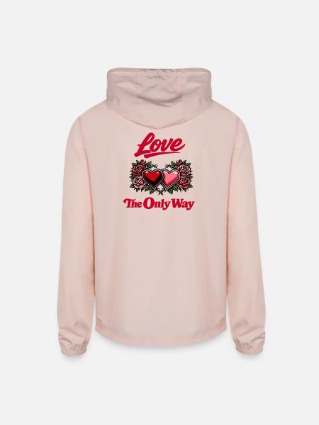 Love Hearts Roses The Only Way - Unisex Lightweight Windbreaker Jacket - blush pink