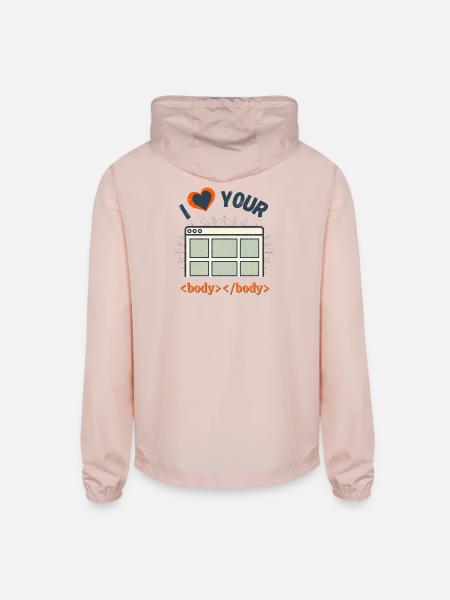 I Love Your Body - Unisex Lightweight Windbreaker Jacket - blush pink  - Back