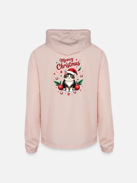 Meowy Christmas - Unisex Lightweight Windbreaker Jacket - blush pink