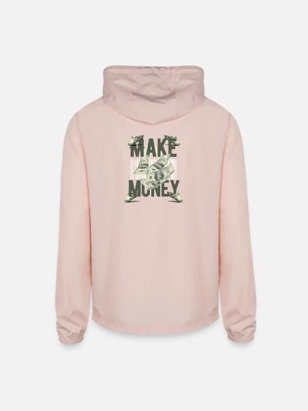 Make Money Money Dollar Design - Unisex Lightweight Windbreaker Jacket - blush pink  - Back