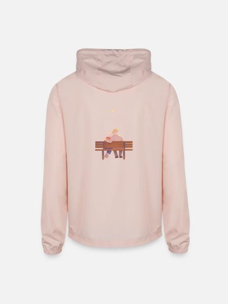 Forever Together – Elderly Couple Illustration - Unisex Lightweight Windbreaker Jacket - blush pink  - Back