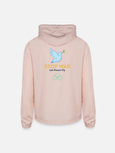 STOP WAR - Unisex Lightweight Windbreaker Jacket - blush pink  - Back