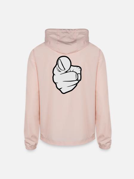 Pointing at you, finger - Unisex Lightweight Windbreaker Jacket - blush pink  - Back