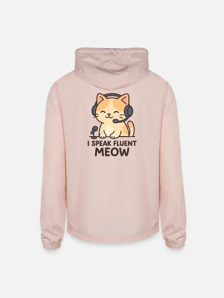 I Speak Fluent Meow - Unisex Lightweight Windbreaker Jacket - blush pink 