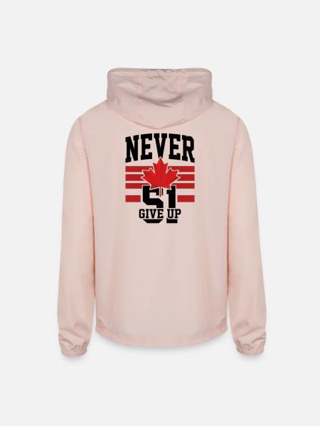 Never Give Up Maple Leaf - Unisex Lightweight Windbreaker Jacket - blush pink  - Back