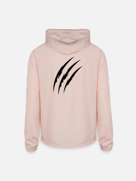 Three Shadow Claw Marks - Unisex Lightweight Windbreaker Jacket - blush pink  - Back