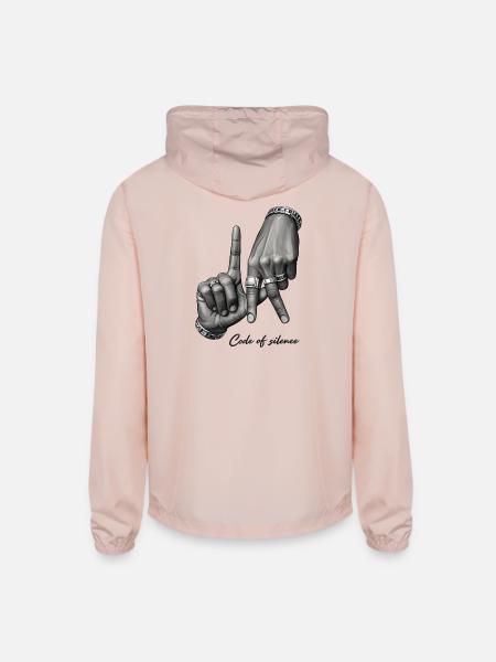 Code of Silence Grayscale Gesture - Unisex Lightweight Windbreaker Jacket - blush pink