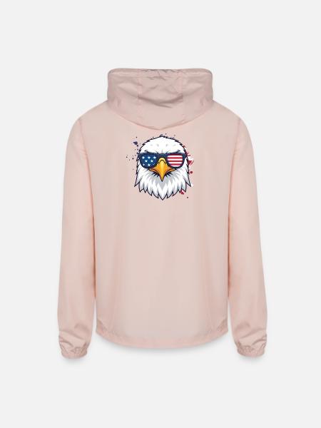 Patriotic Eagle with Flag Sunglasses - Unisex Lightweight Windbreaker Jacket - blush pink
