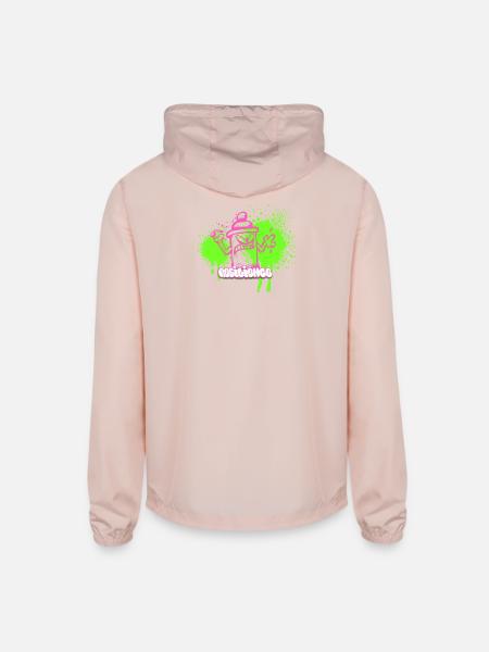 Neon Graffiti Spray Can Character - Unisex Lightweight Windbreaker Jacket - blush pink