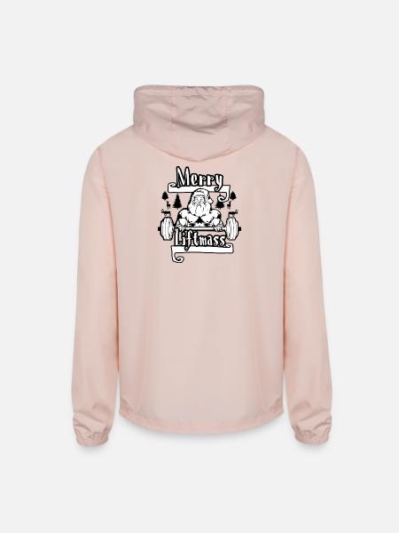 Merry Liftnass Santa Lifting Barbell - Unisex Lightweight Windbreaker Jacket - blush pink 