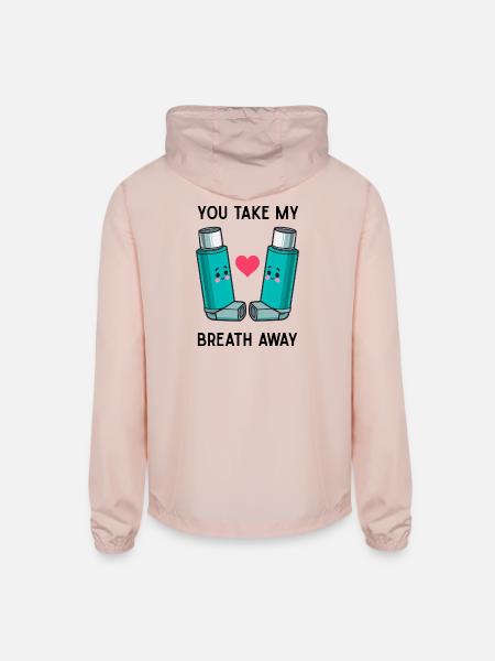 Funny Asthma Inhalers Love T-Shirt - Unisex Lightweight Windbreaker Jacket - blush pink 