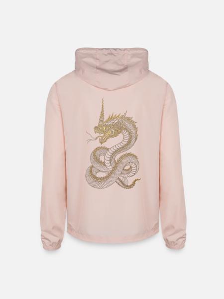 Golden Dragon Embroidery Art - Unisex Lightweight Windbreaker Jacket - blush pink