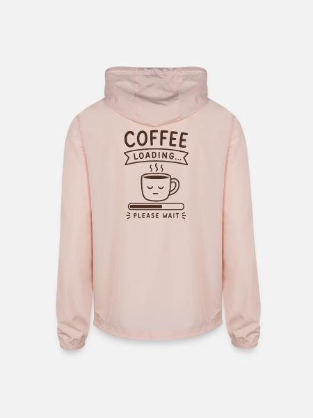 Coffee Loading... Please Wait - Unisex Lightweight Windbreaker Jacket - blush pink