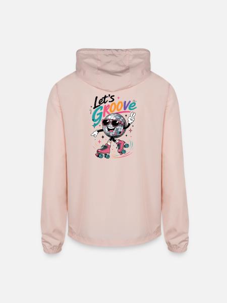 "Let's Groove" Retro Roller-Skating Disco - Unisex Lightweight Windbreaker Jacket - blush pink