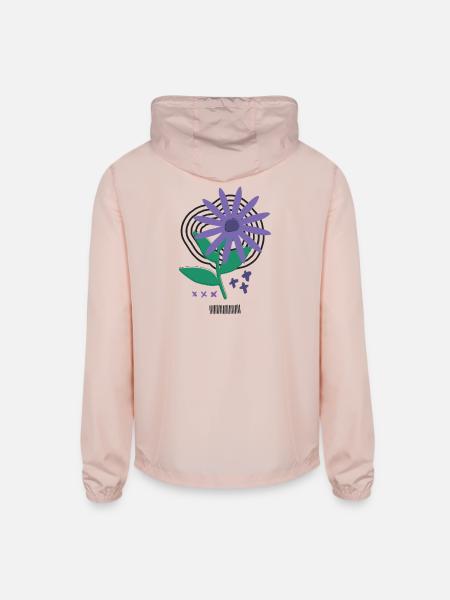 Bloom Code – Risograph Flower Art - Unisex Lightweight Windbreaker Jacket - blush pink