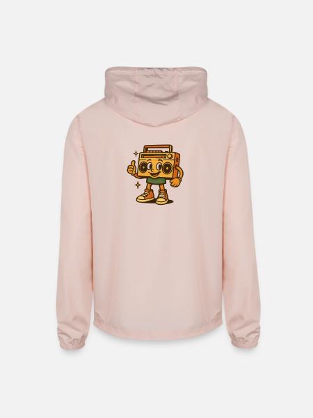 Cheery Boombox Mascot in Sneakers - Unisex Lightweight Windbreaker Jacket - blush pink 