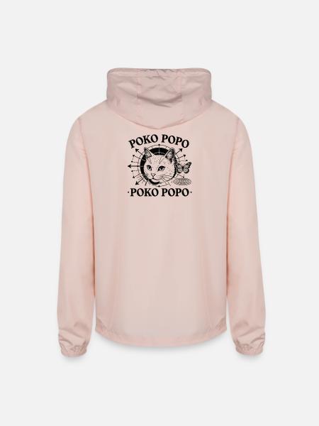 Poko Popo Cat Orbit - Unisex Lightweight Windbreaker Jacket - blush pink  - Back