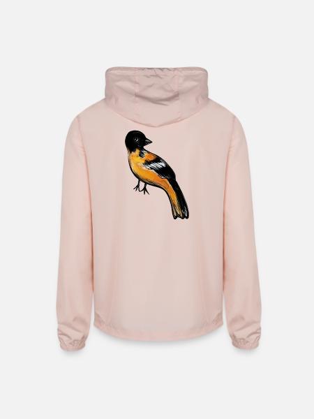 Ember Robin on Midnight - Unisex Lightweight Windbreaker Jacket - blush pink 