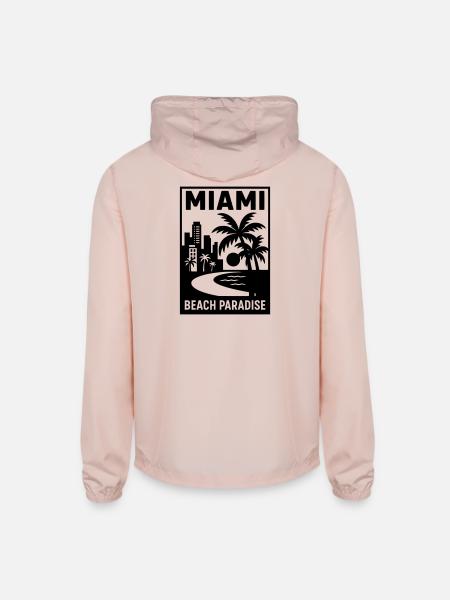Miami Beach Paradise - Unisex Lightweight Windbreaker Jacket - blush pink  - Back