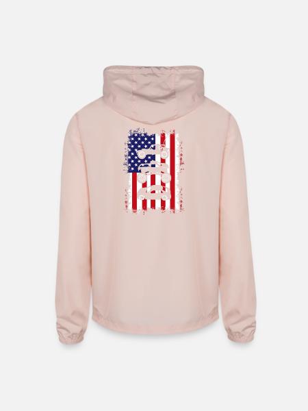 4th Of July US Flag Rc Car Rc Truck - Unisex Lightweight Windbreaker Jacket - blush pink  - Back