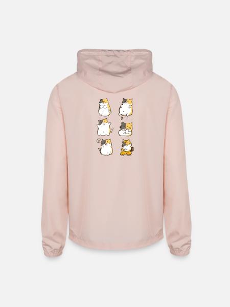 Chubby Calico Cat Expressions - Unisex Lightweight Windbreaker Jacket - blush pink 