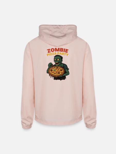 Zombie Pizza Party - Unisex Lightweight Windbreaker Jacket - blush pink