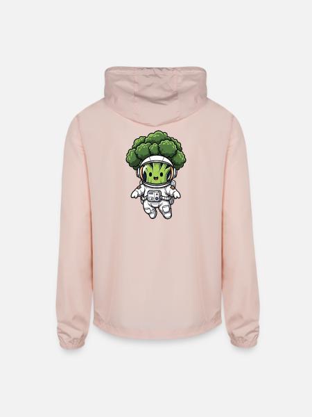 Broccoli astronaut in space spaceship vegetable ve - Unisex Lightweight Windbreaker Jacket - blush pink  - Back