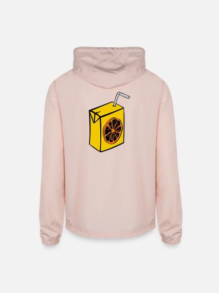 juice box design - Unisex Lightweight Windbreaker Jacket - blush pink  - Back