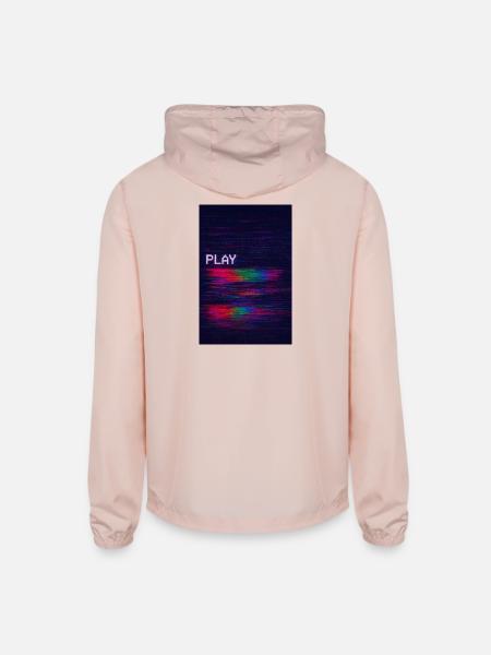 VHS Glitch Play - Unisex Lightweight Windbreaker Jacket - blush pink  - Back