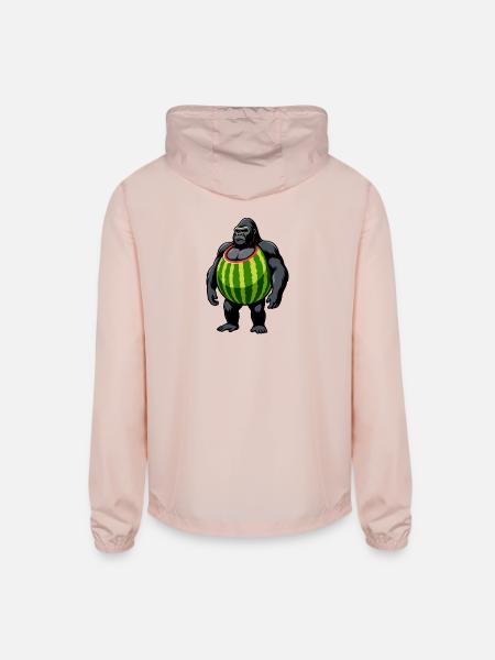 Gorillo Watermellondrillo Italian Brainrot - Unisex Lightweight Windbreaker Jacket - blush pink  - Back