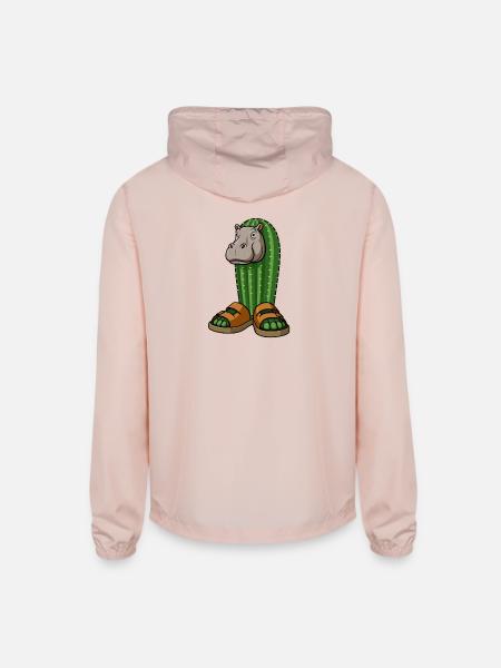 Il Cacto Hipopotamo Italian Brainrot Art - Unisex Lightweight Windbreaker Jacket - blush pink  - Back