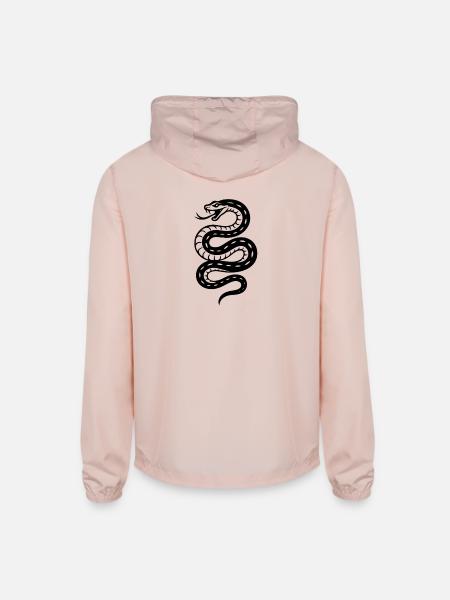 Coiled Serpent Silhouette - Unisex Lightweight Windbreaker Jacket - blush pink 