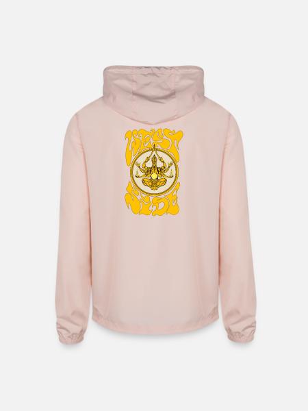 Weed Yogi in Golden Mandala - Unisex Lightweight Windbreaker Jacket - blush pink 