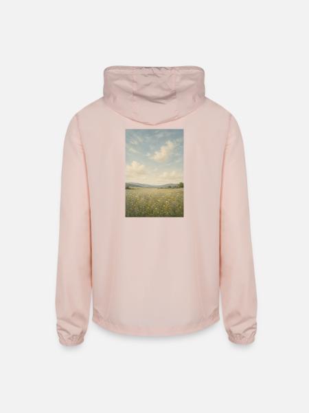 Meadow Bloom Under Wide Sky - Unisex Lightweight Windbreaker Jacket - blush pink  - Back