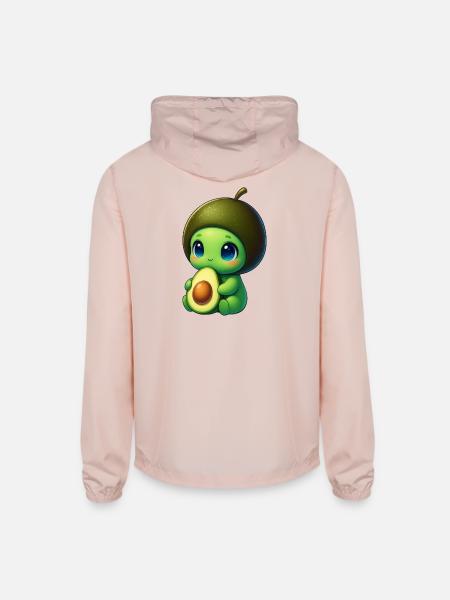 Cute alien avocado cartoon vegetable vegan - Unisex Lightweight Windbreaker Jacket - blush pink  - Back