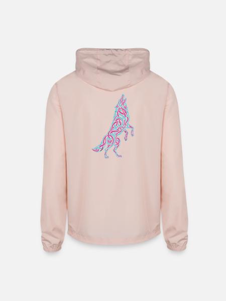 Howling Wolf Calligraffiti - Unisex Lightweight Windbreaker Jacket - blush pink 