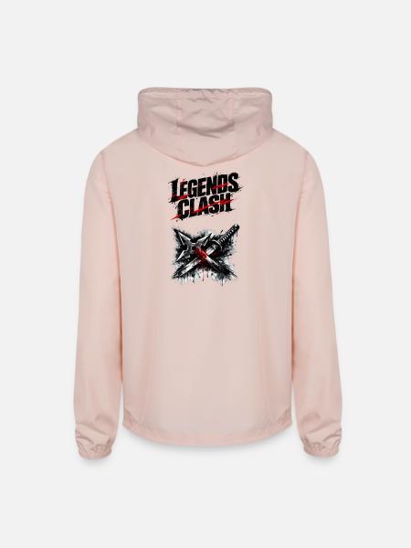 Crimson Slash Dagger Motif - Unisex Lightweight Windbreaker Jacket - blush pink  - Back