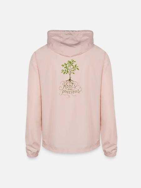 "Roots Are Precious" Tree Design - Unisex Lightweight Windbreaker Jacket - blush pink