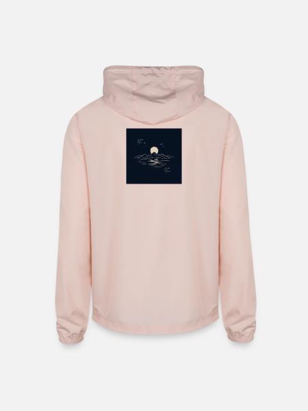 Moonlit Mountain Lake Nature Therapy - Unisex Lightweight Windbreaker Jacket - blush pink
