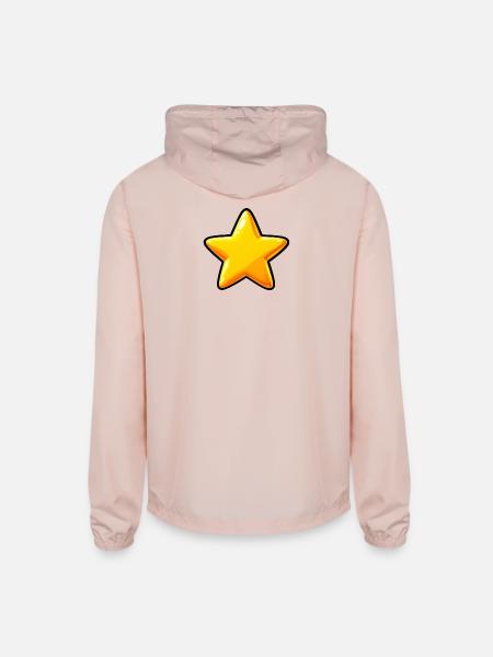 Glossy Golden Cartoon Star - Unisex Lightweight Windbreaker Jacket - blush pink  - Back