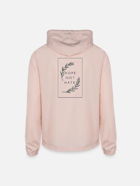 Hope Not Hate - Unisex Lightweight Windbreaker Jacket - blush pink