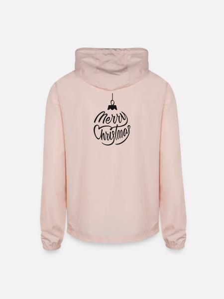 Merry Christmas Script Ornament - Unisex Lightweight Windbreaker Jacket - blush pink
