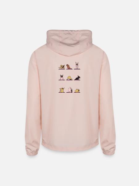 Frenchie Yoga - Unisex Lightweight Windbreaker Jacket - blush pink  - Back