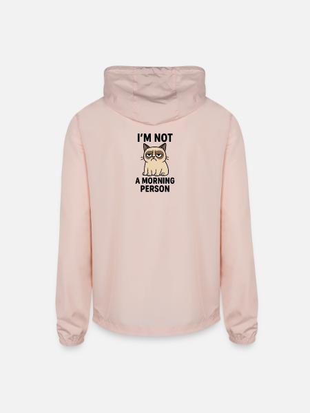 Moody Cat Minimal Meme - Unisex Lightweight Windbreaker Jacket - blush pink