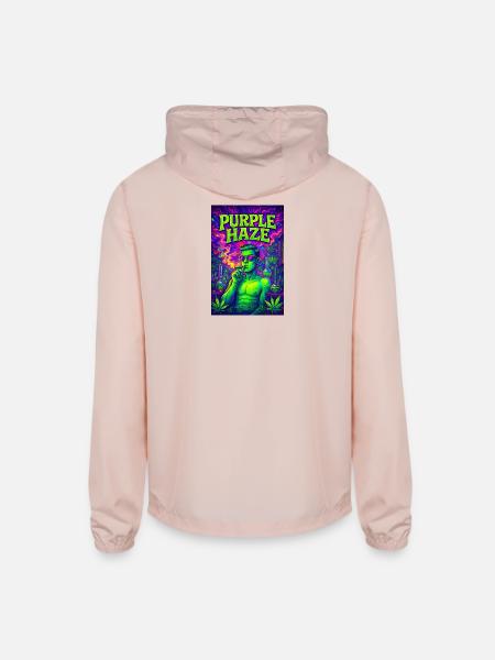 Neon Cannabis Psychedelic Lab Haze - Unisex Lightweight Windbreaker Jacket - blush pink  - Back